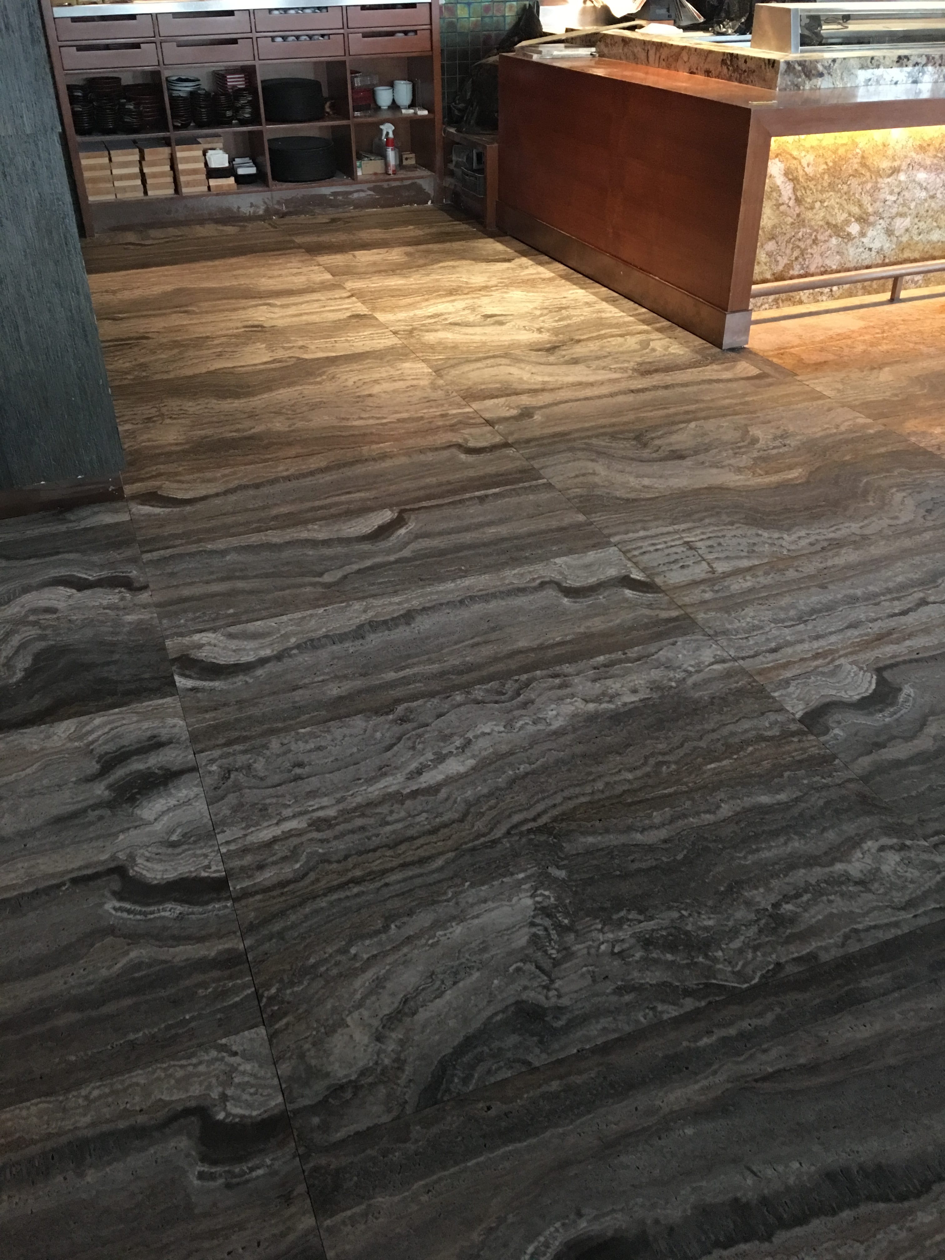 NOBU exclusive restaurant – new stone floor installation