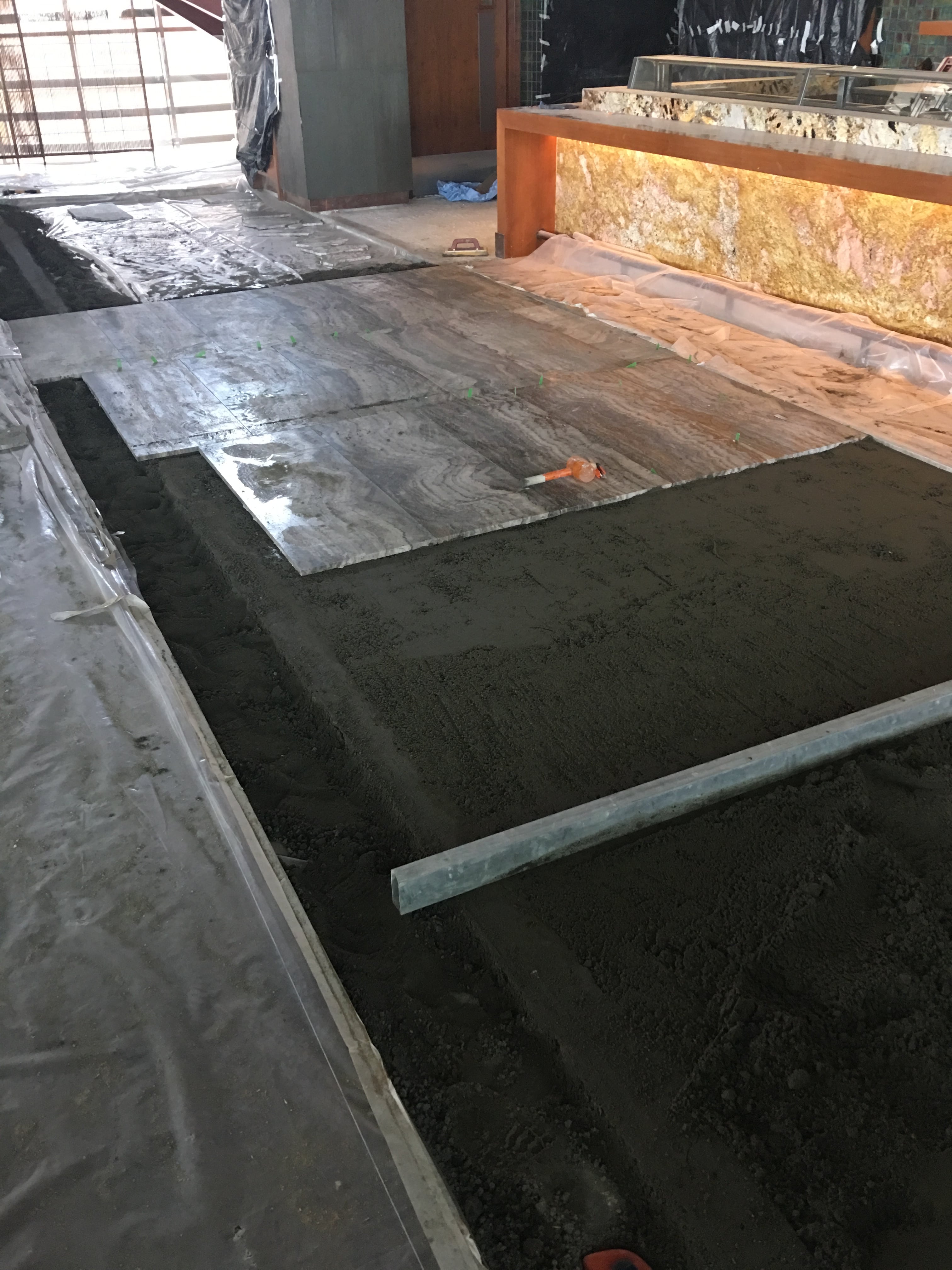 NOBU exclusive restaurant – new stone floor installation